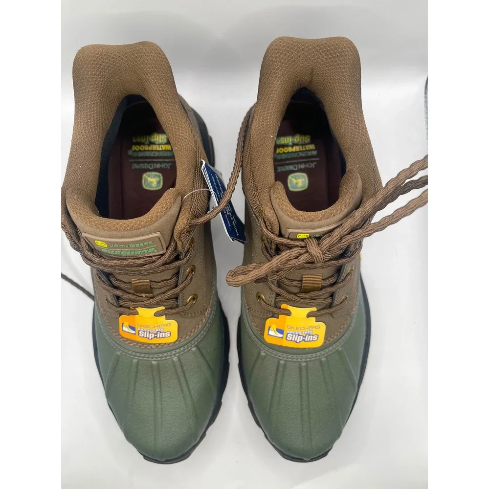 John Deere Skechers Respected Swamper Waterproof Duck Boots Olive Brown